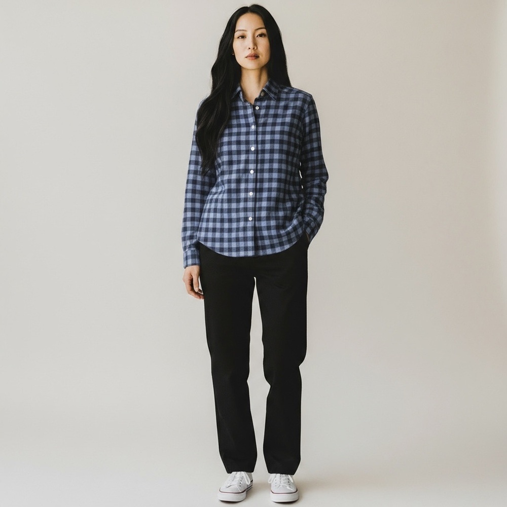 Giangi Napoli - Plaid Button-down Shirt - Blue/Gray Check